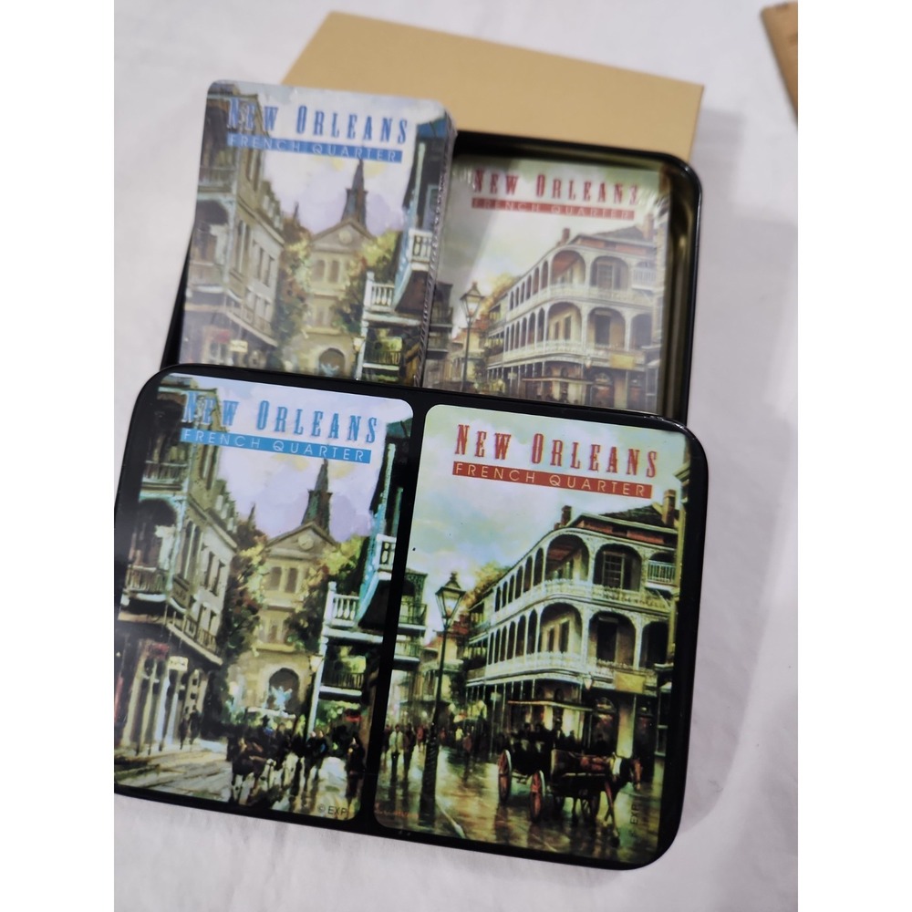 New Orleans French Quarter Souvenir Playing Cards Set 2 Decks in Collector Tin